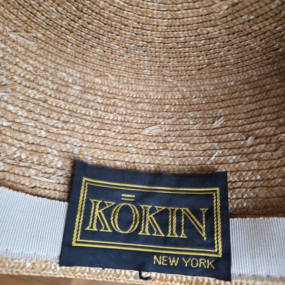 Vintage Kokin NY Couture  Floral Straw Hat Flowers Velvet Black Trim - Picture 6 of 8